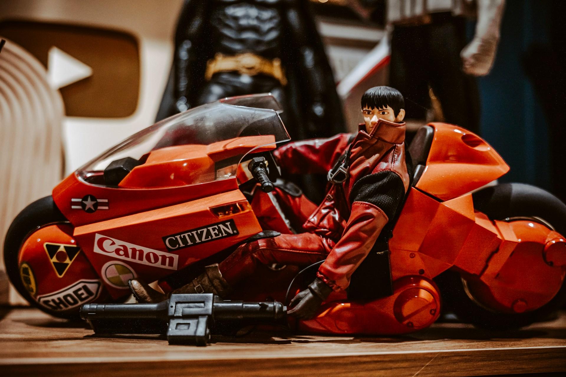 A figurine of a motorbike from the movie Akira.
