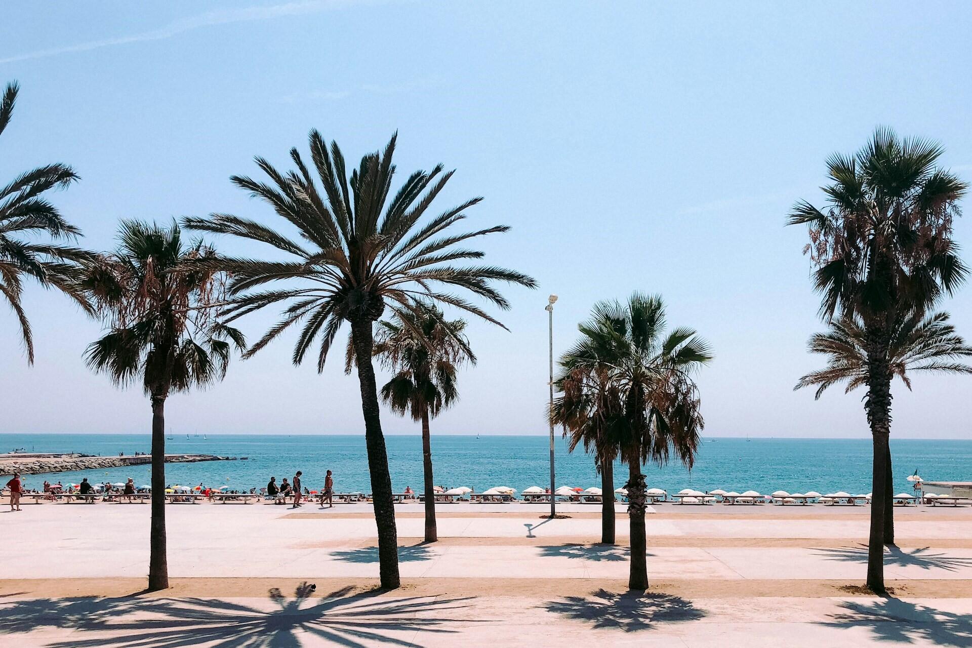 The Barceloneta beach in Barcelona.
