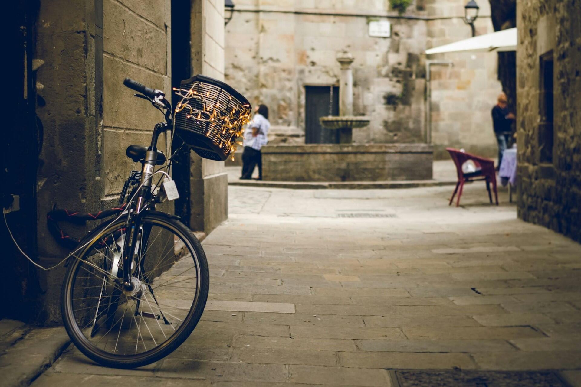 A bike in Barcelona's Gothic Quarter.