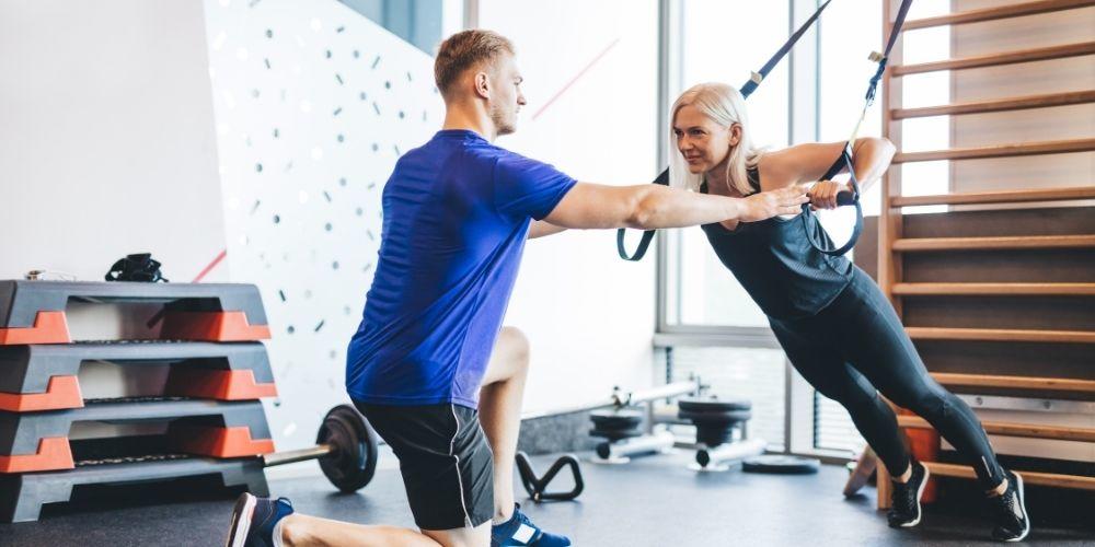 Body weight exercise with personal trainer