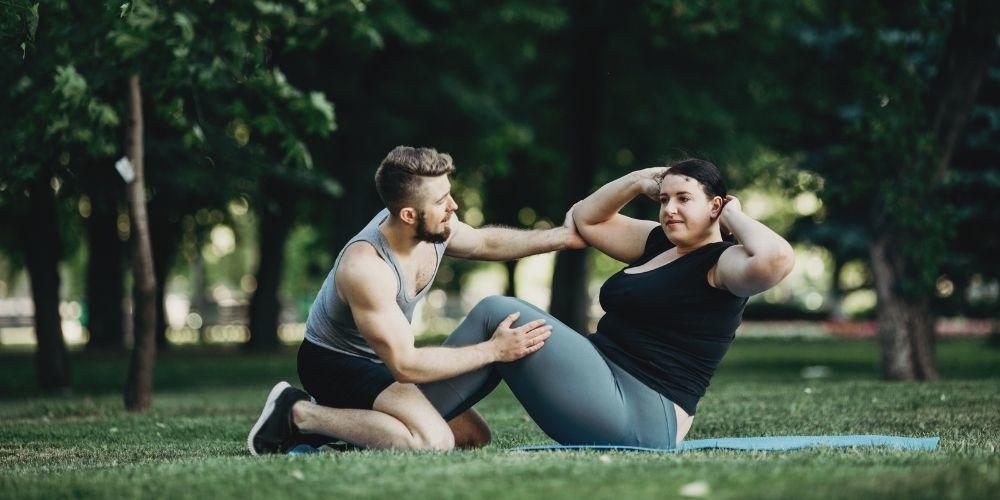 fat fit and healthy with trainer
