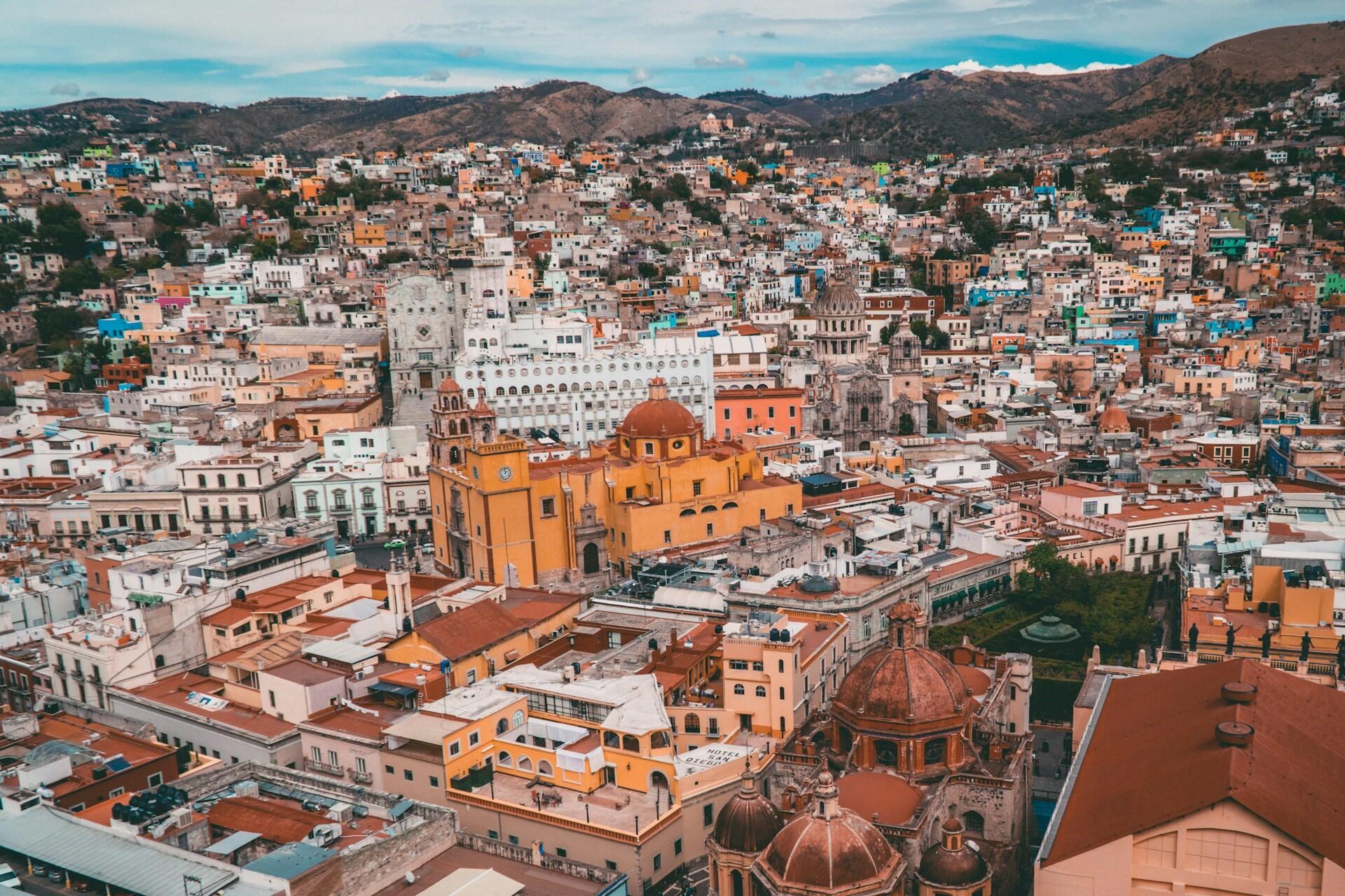 An overhead view of Guanajuato, Mexico.