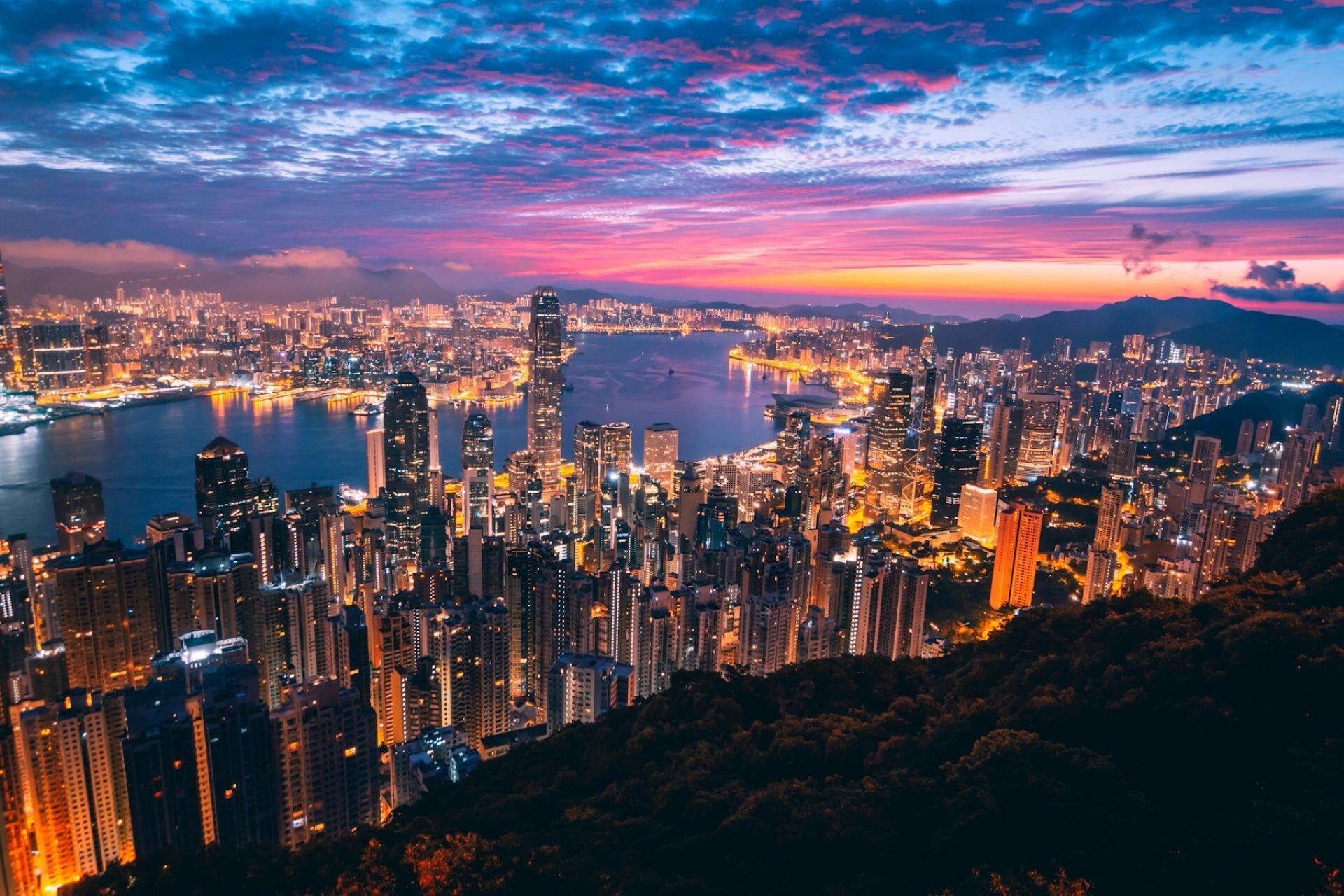 A view of the Hong Kong skyline.