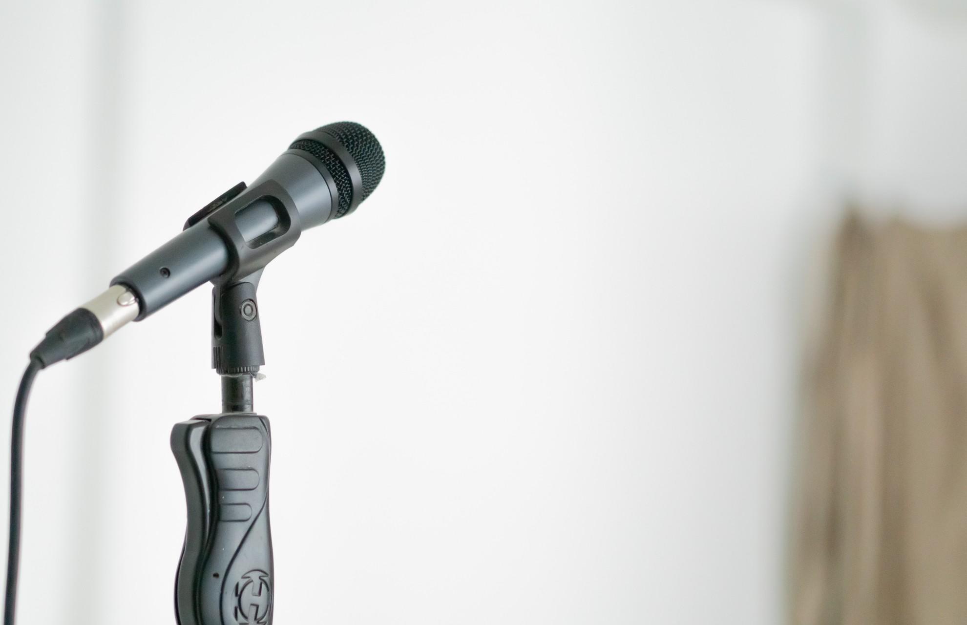A microphone on stage