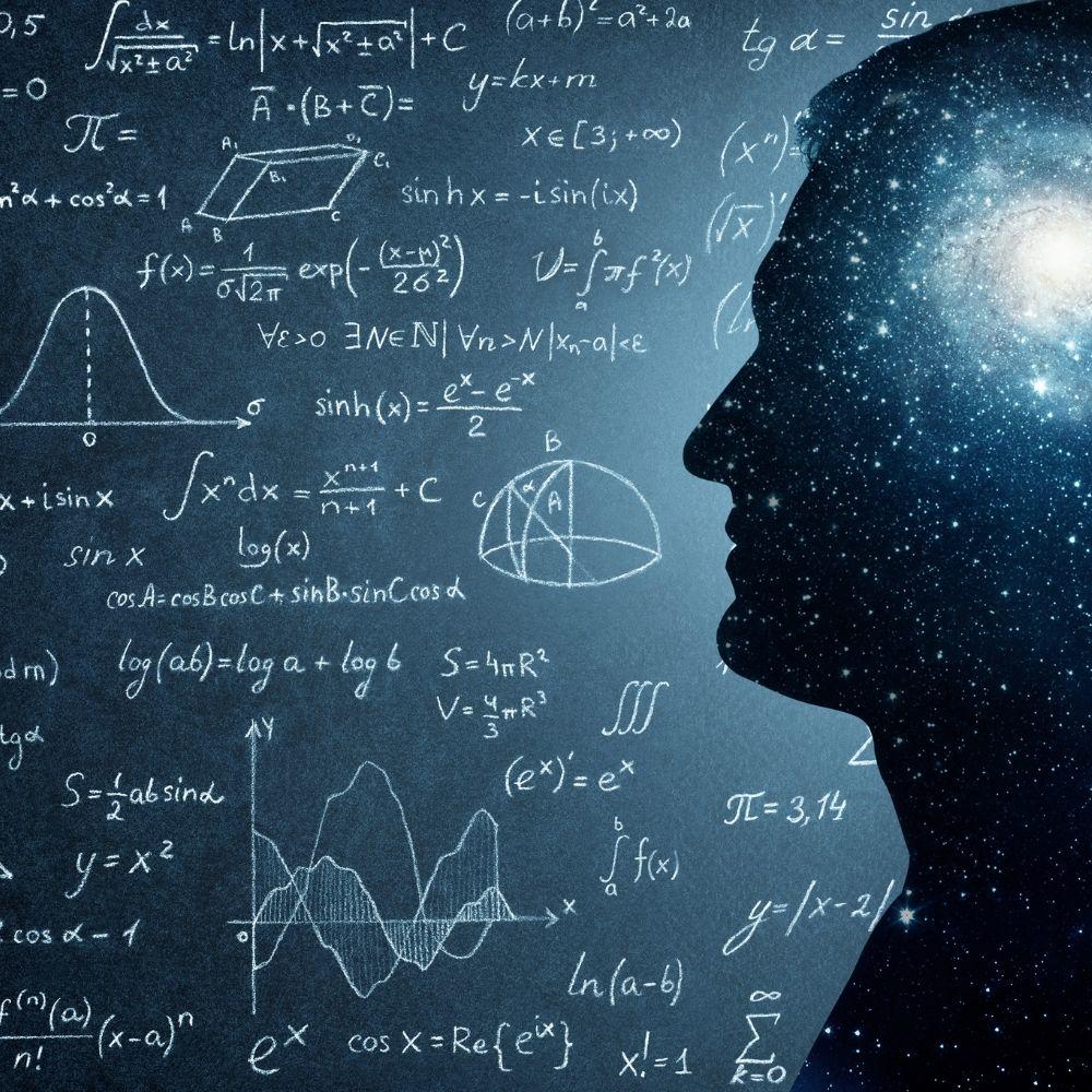 Male Silhouette with mathematical formulas - NCEA Mathematics can be broken down into formulas
