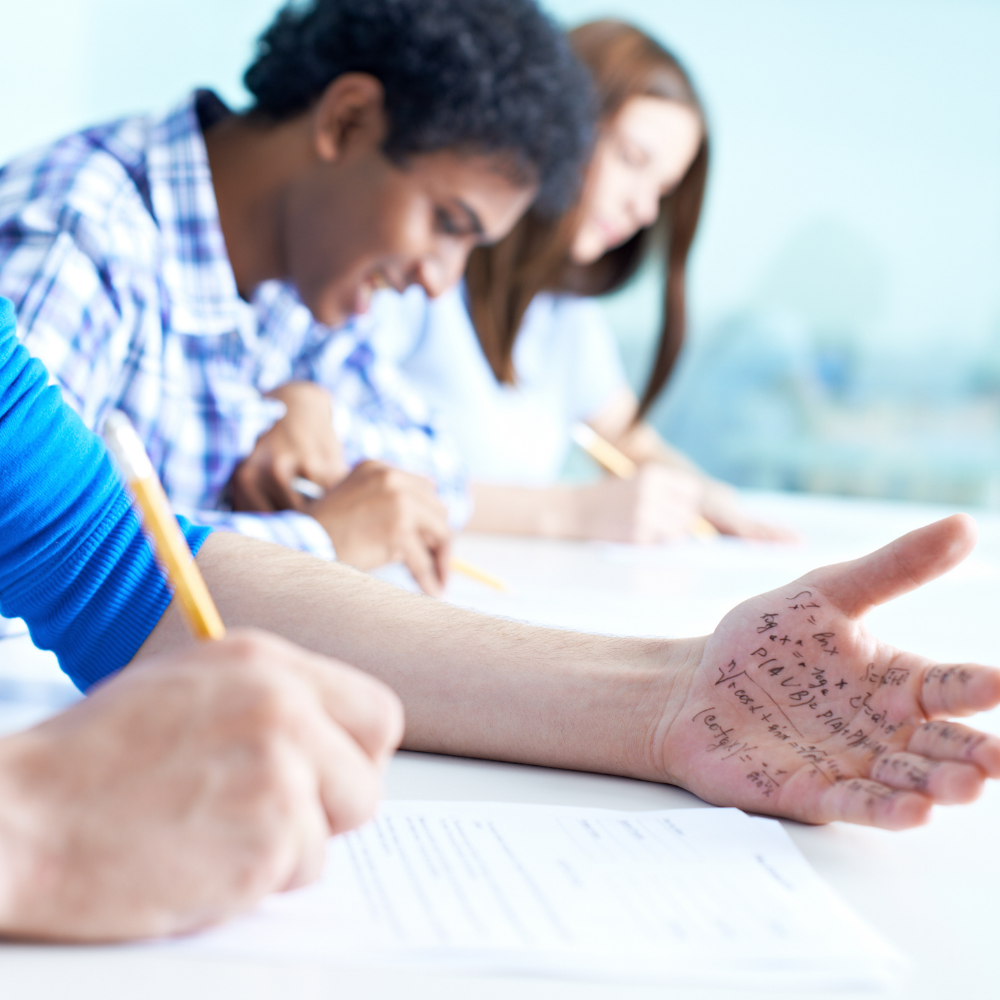 Maths formula on hand to cheat on maths exam