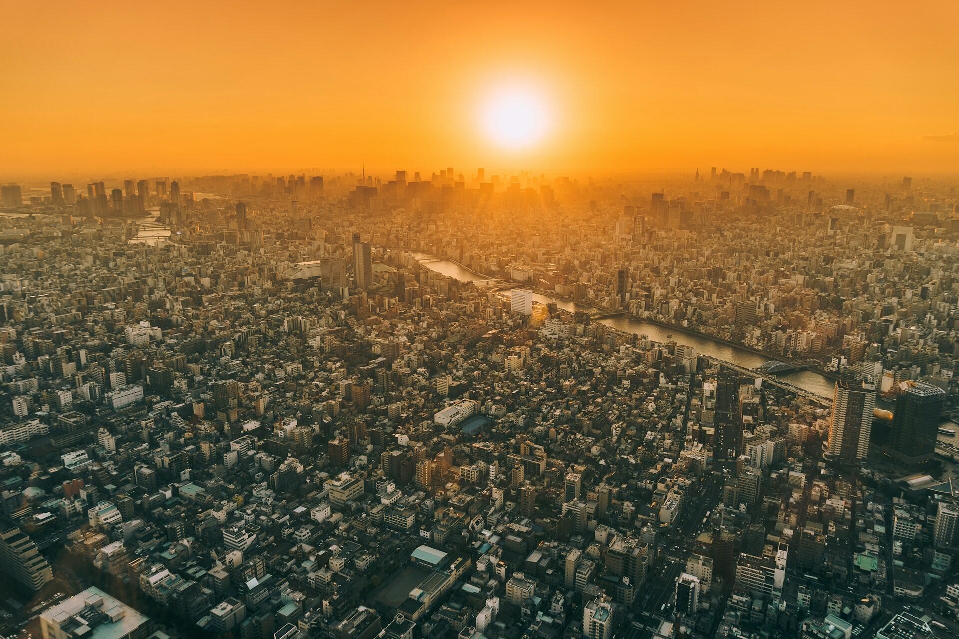 The sun over Tokyo.