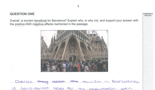 questions and answers from ncea Spanish exemplar 