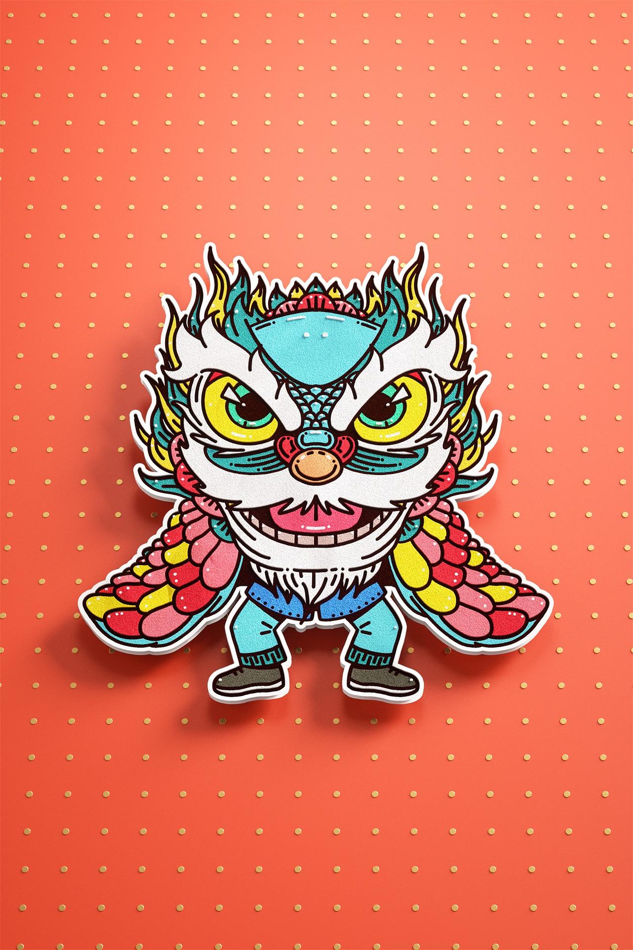 Badge of Chinese Lion Dance