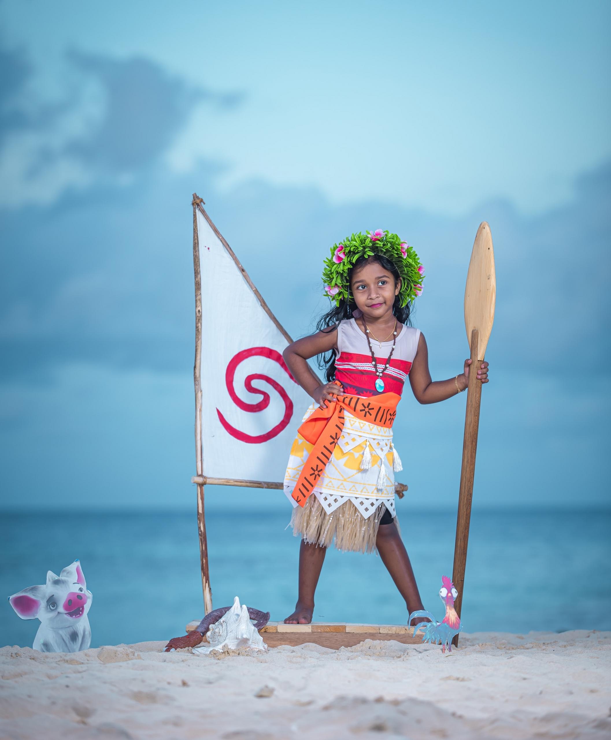Young girl dressed as Moana
