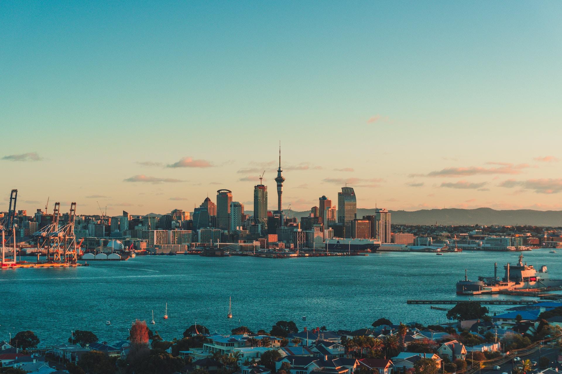 A view of Auckland at sunset.