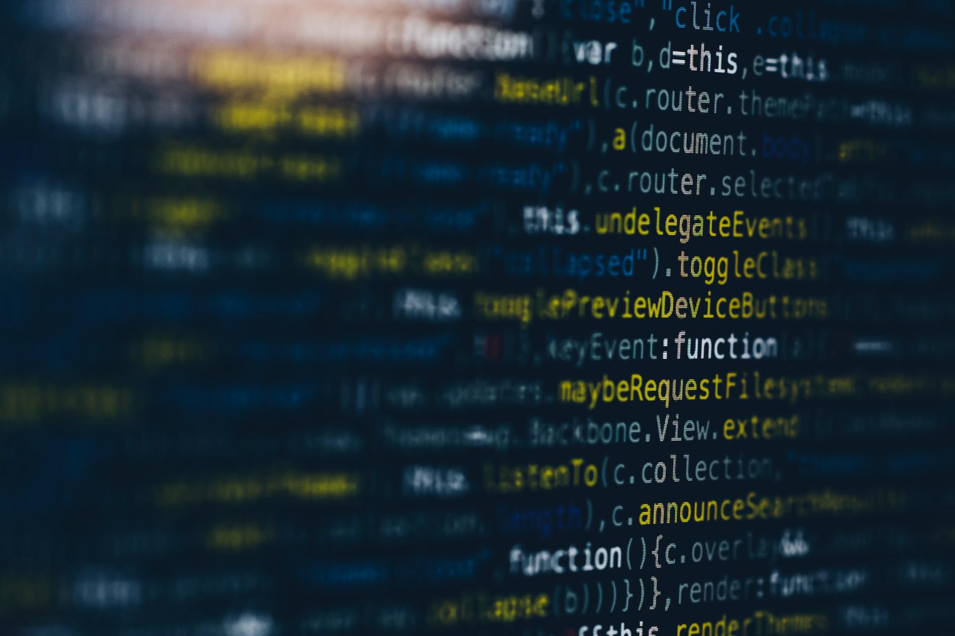 A closeup of computer code on a screen.