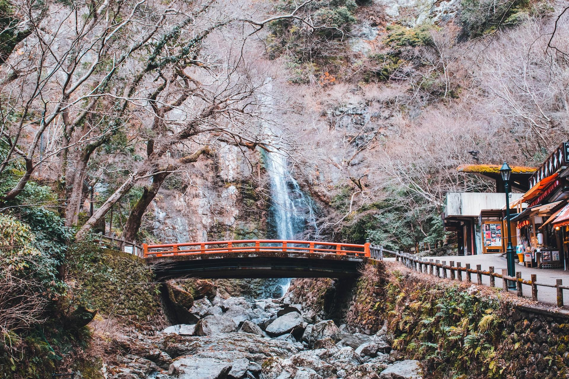 A bridge by Minoo Waterfall, Japan.