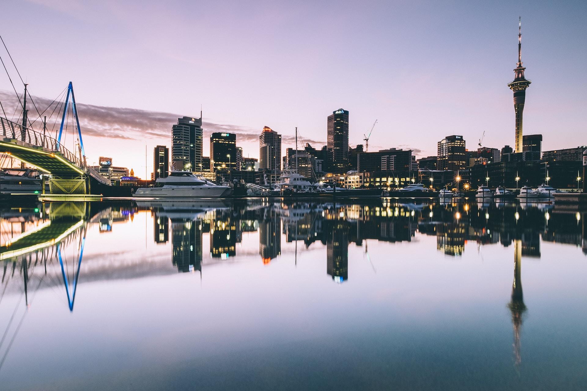 A view of the Auckland waterfront in New Zealand.