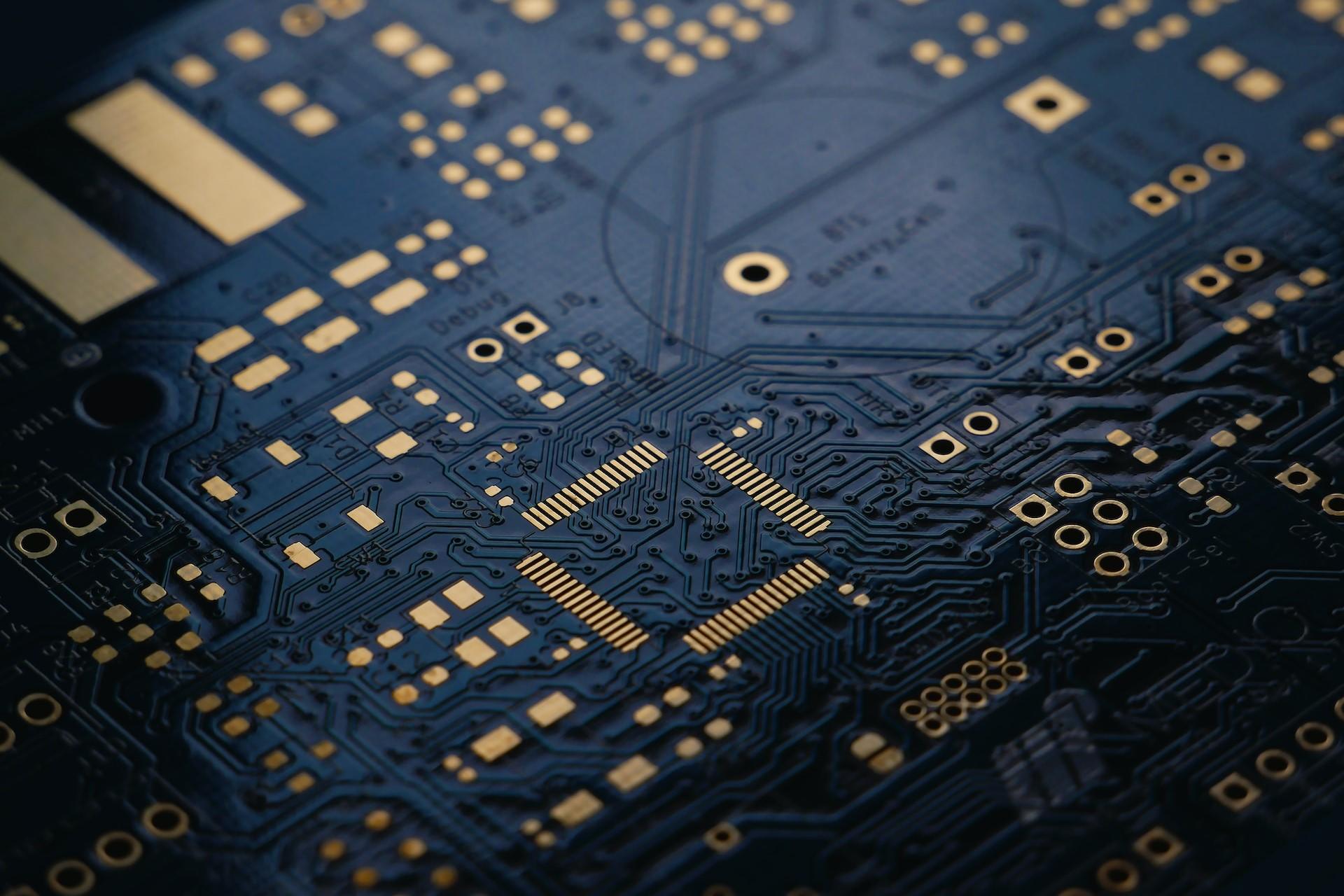 A closeup of a printed circuit board.