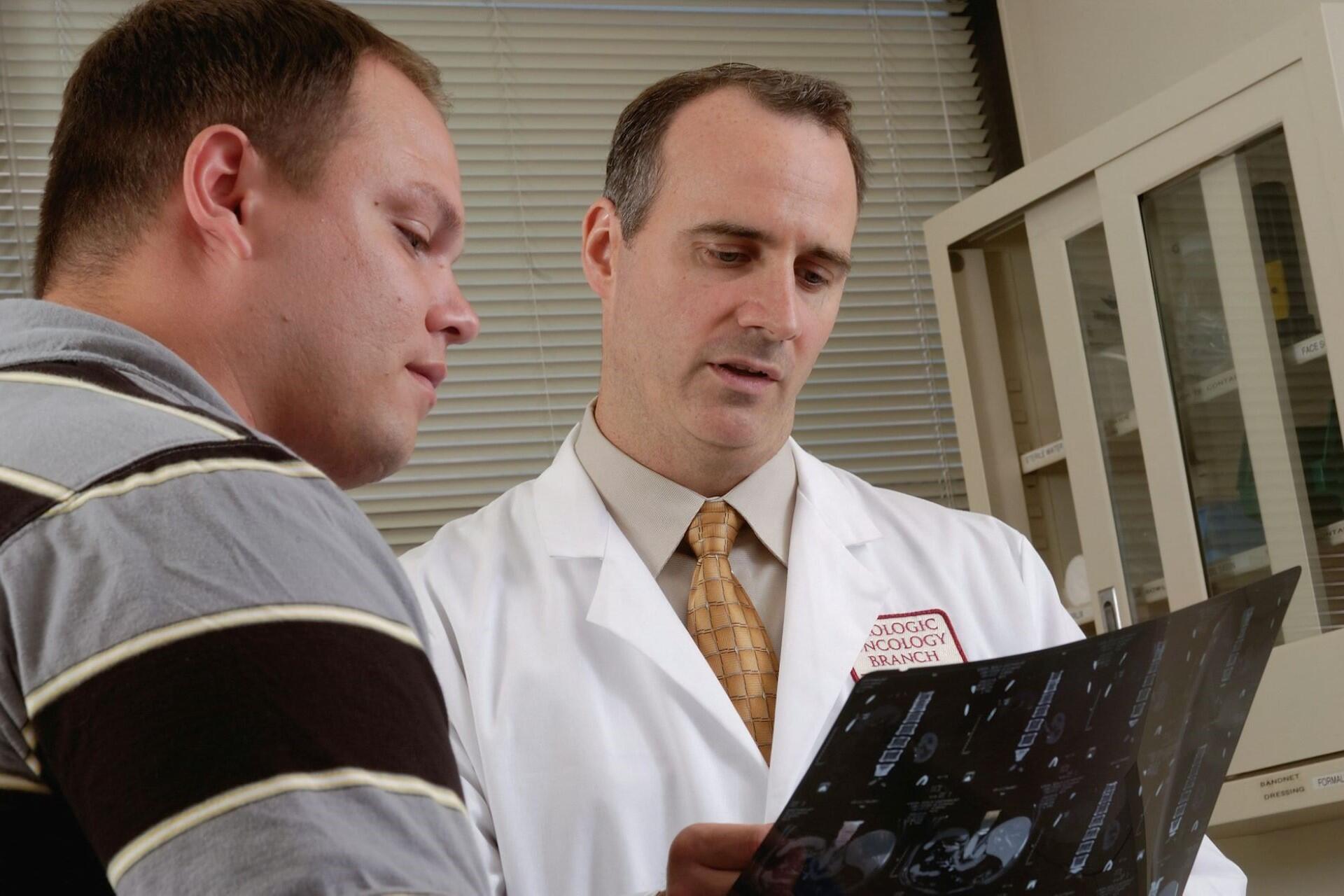 A doctor and patient in a consultation.