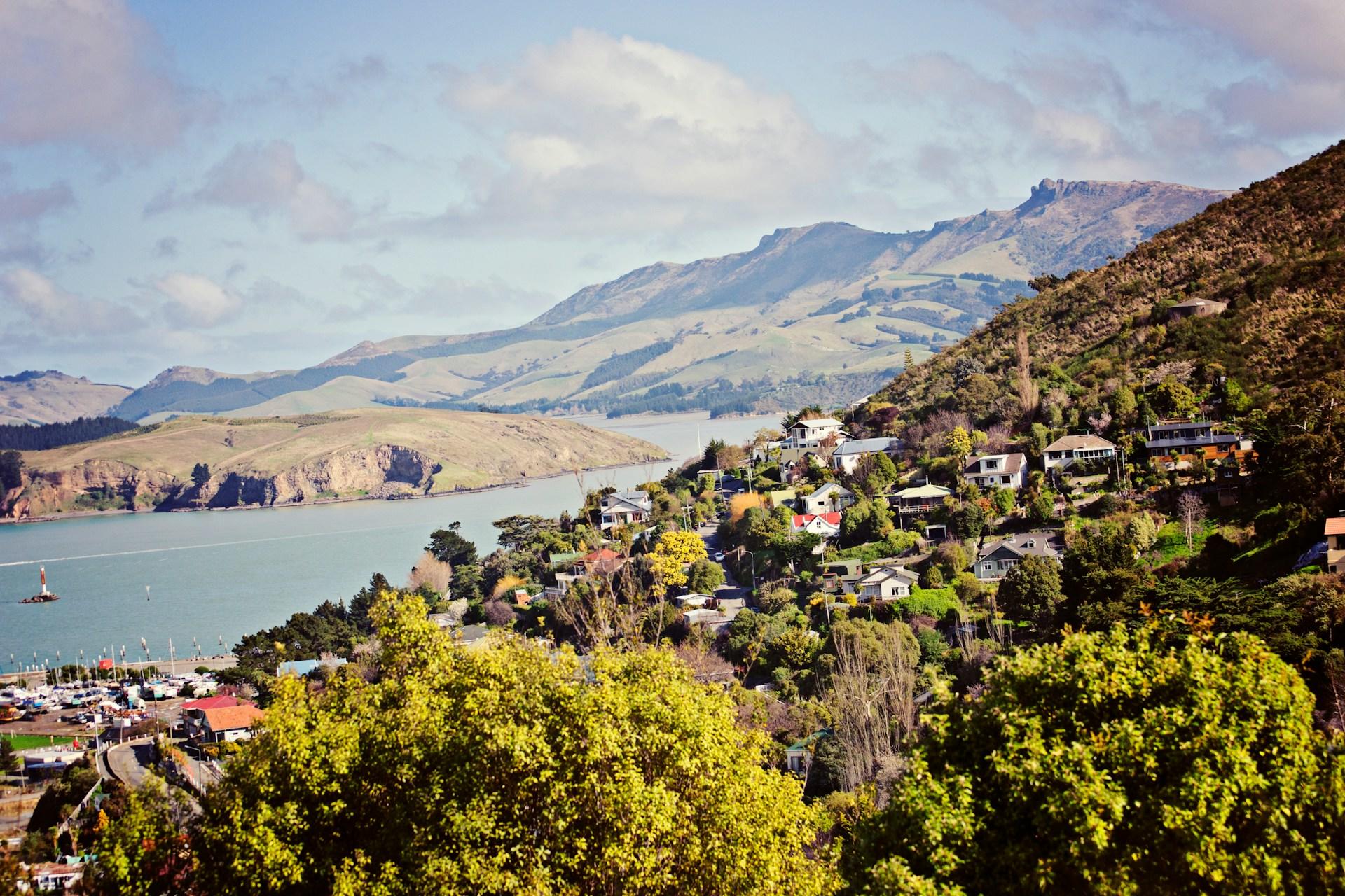 A view of mountains in Christchurch, New Zealand.