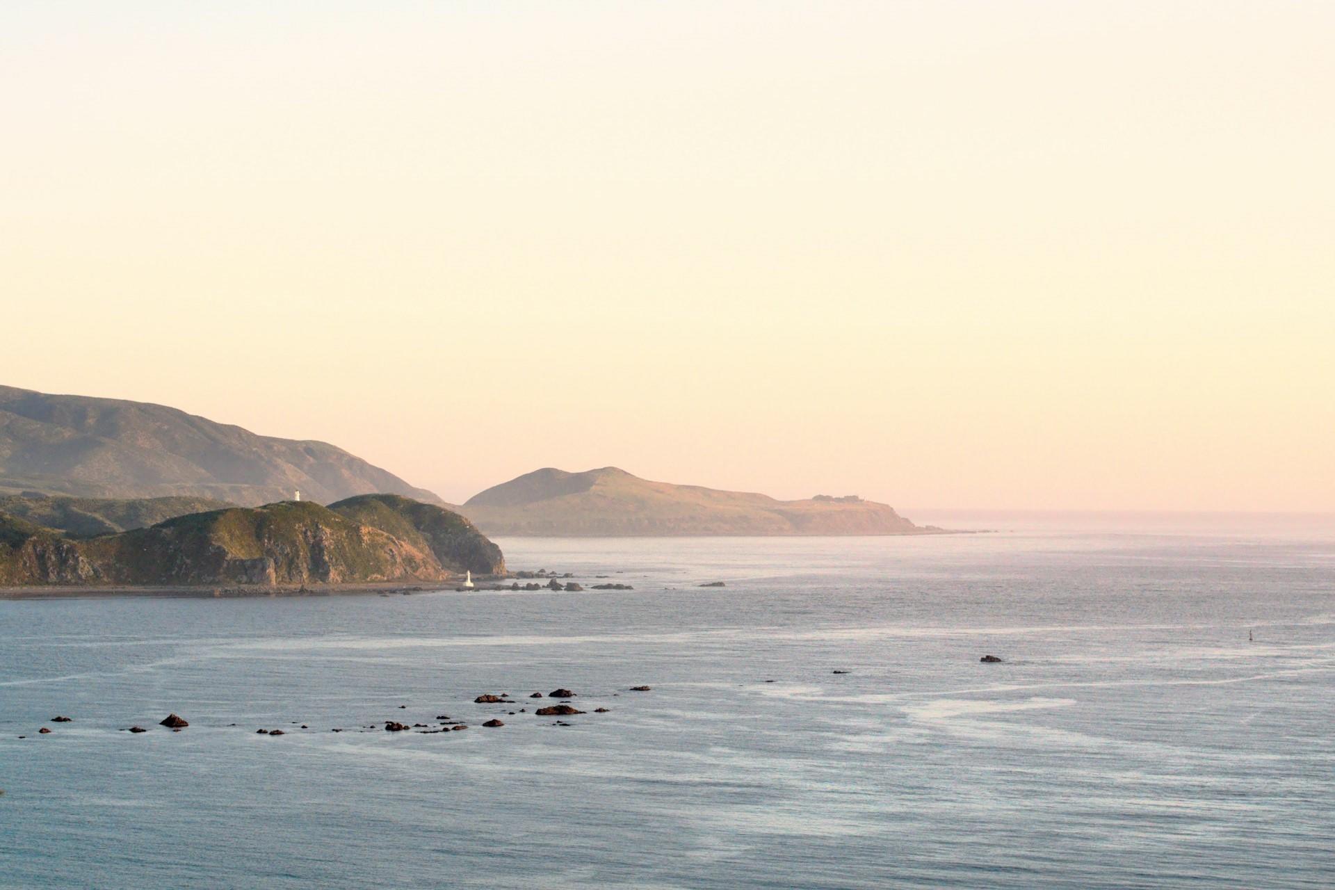 A view of the ocean from Wellington, New Zealand.