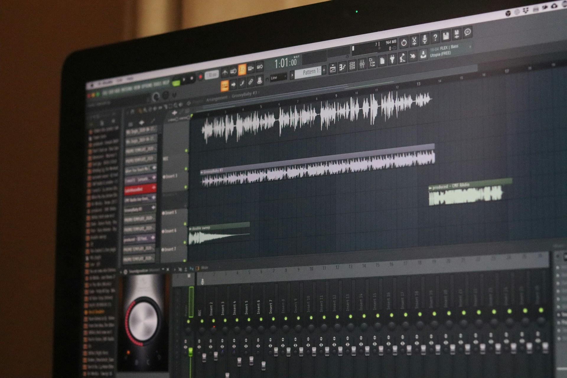 A laptop computer being used to record music.