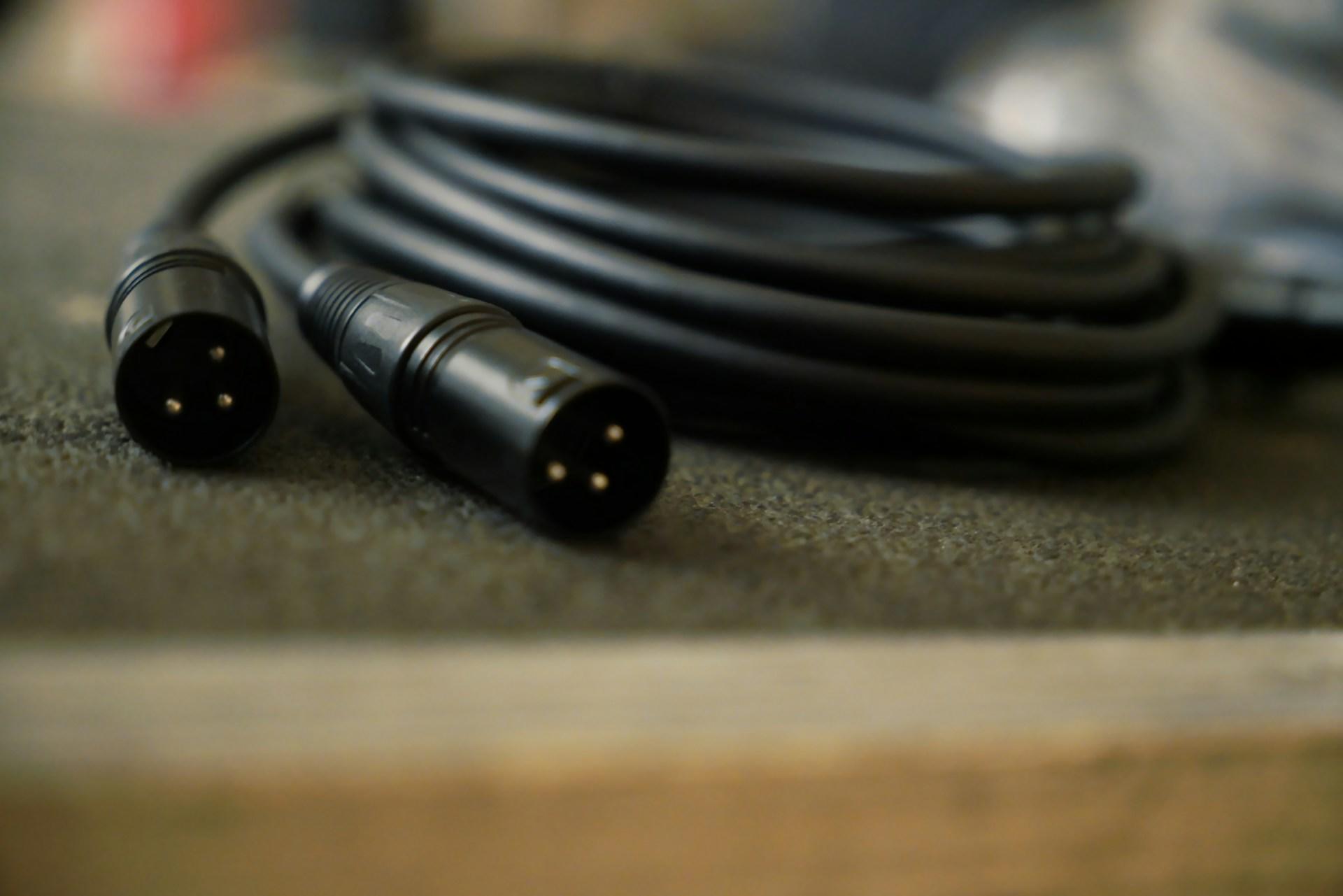 A closeup of XLR cables.
