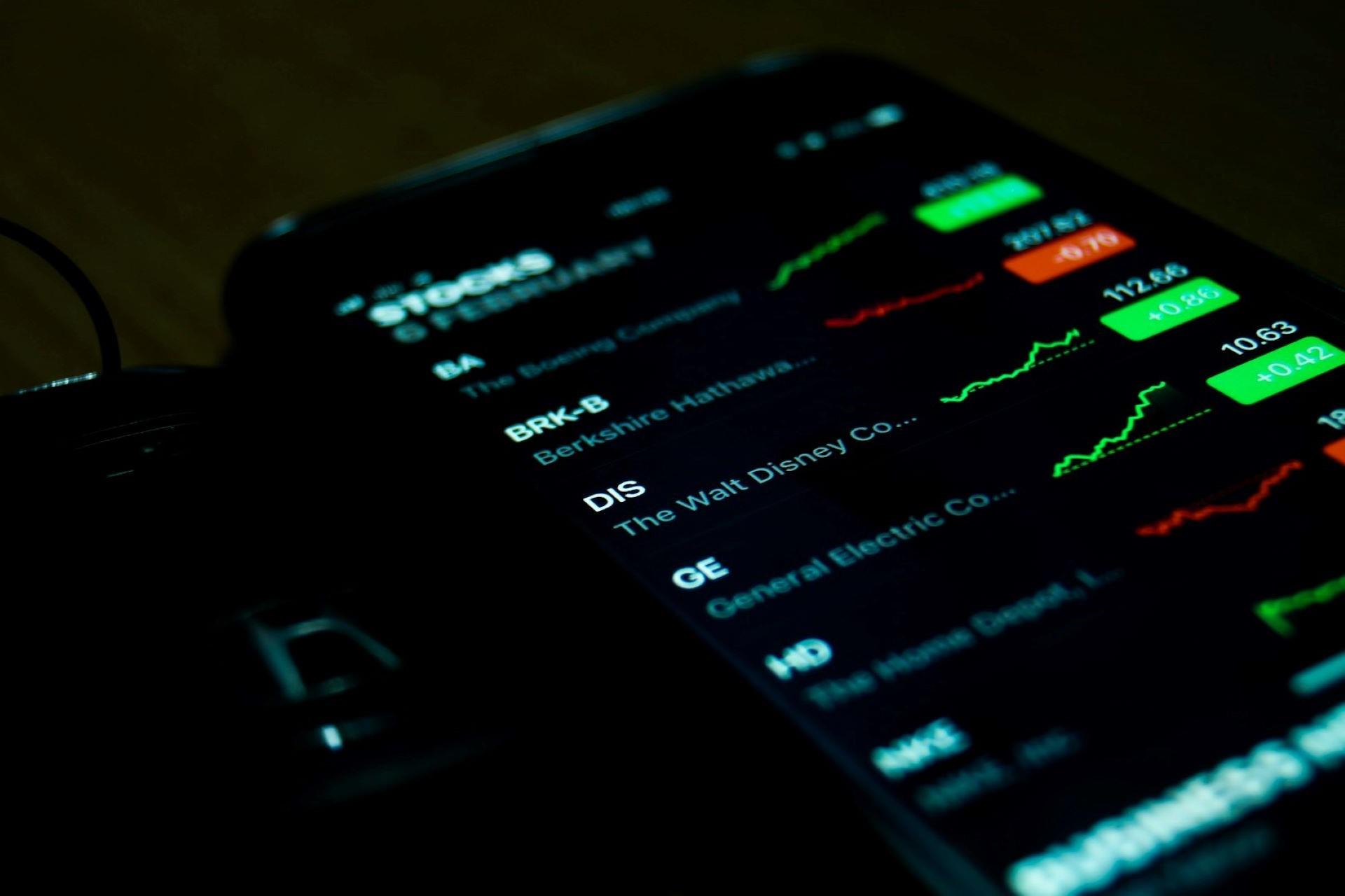 Stock performances on a smartphone.