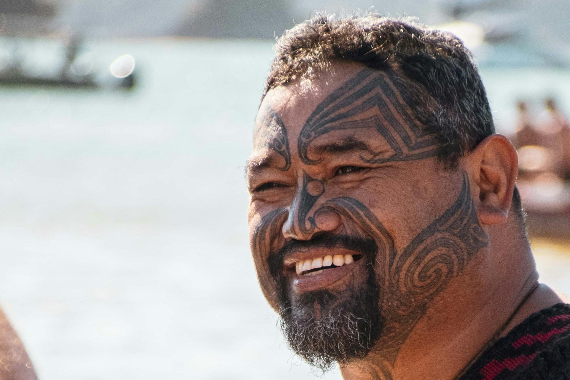 A Maori person with a sacred tattoo.