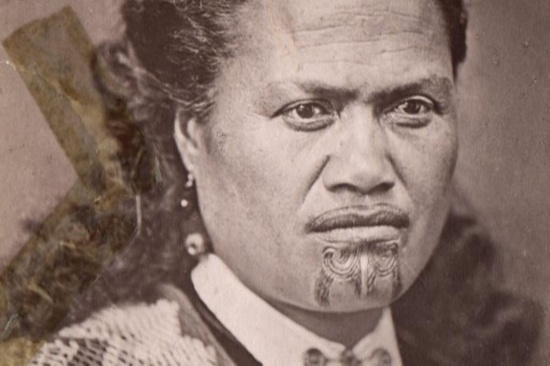 Historical portrait of a Māori woman with moko kauae