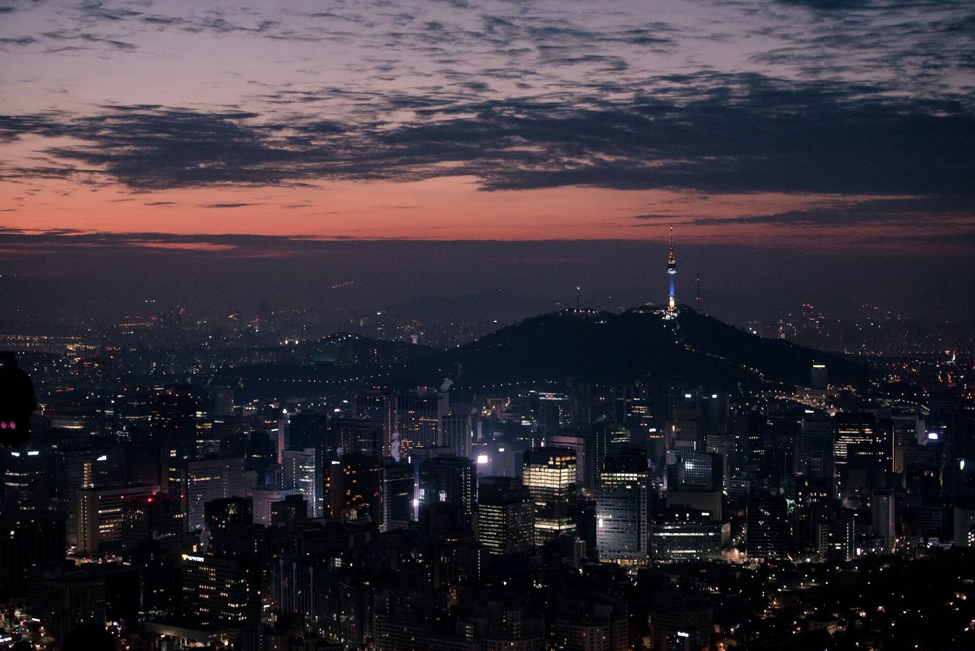 The skyline in Seoul, Korea.