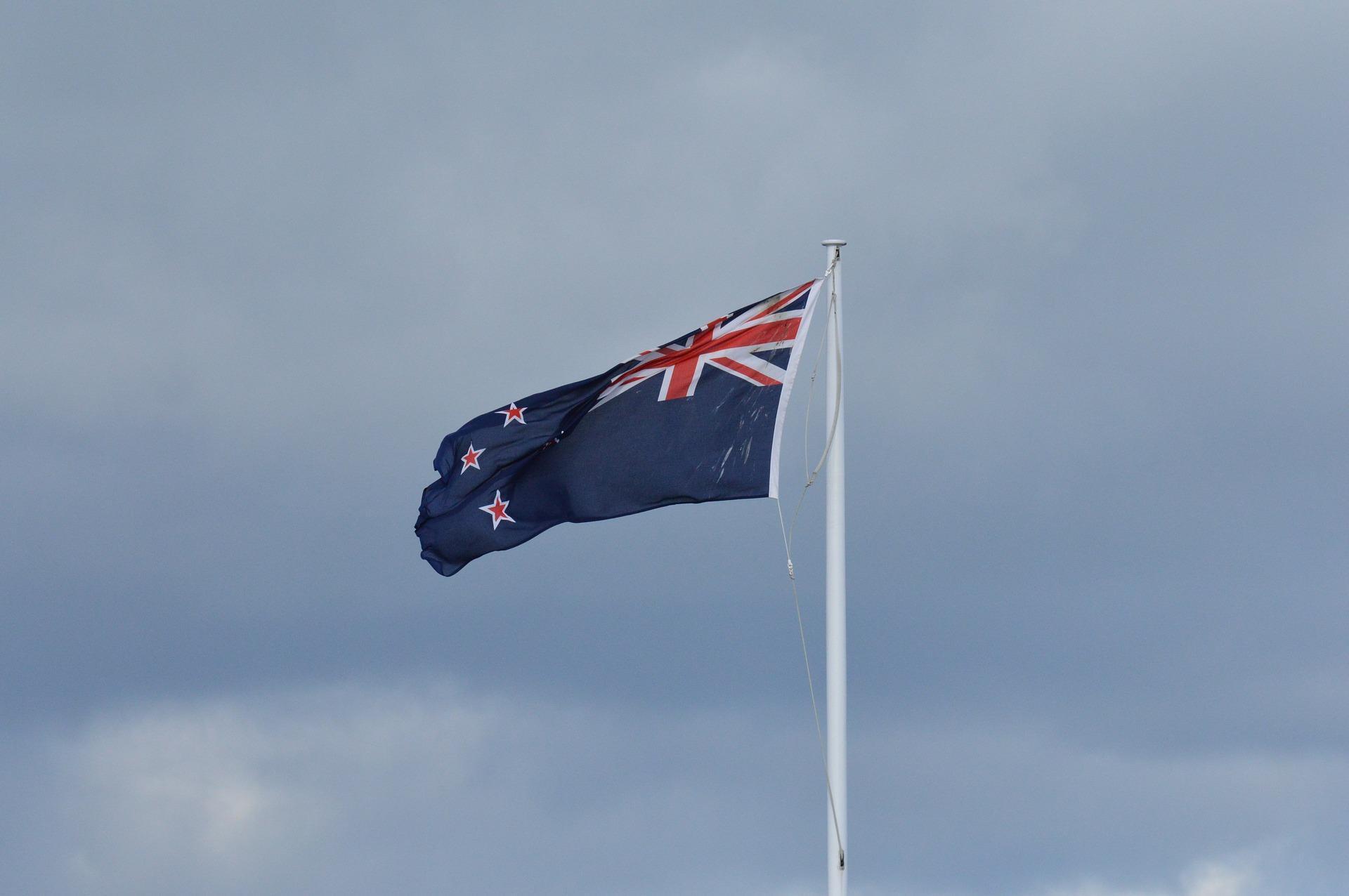 Flag of New Zealand blowing in the wind