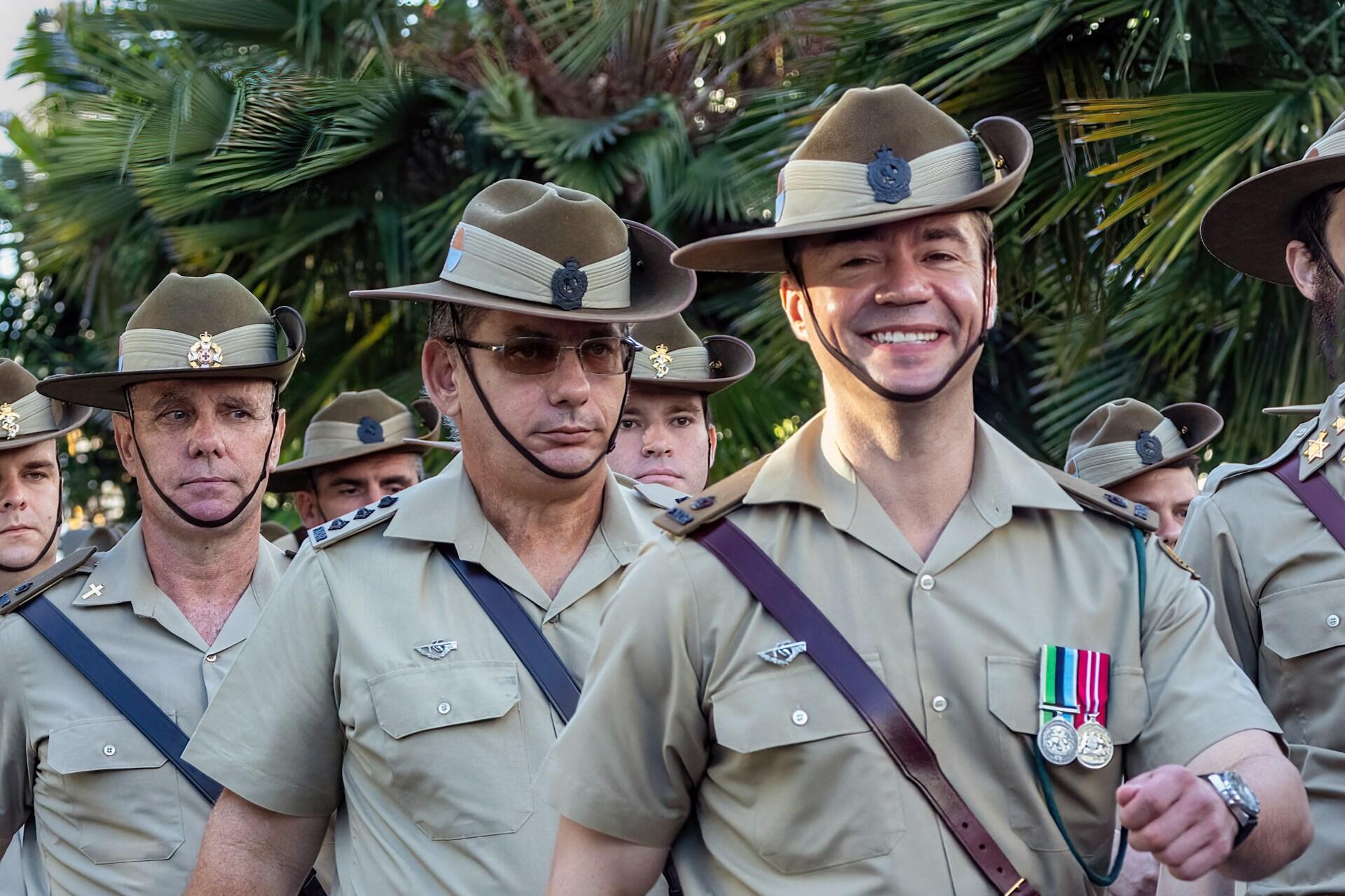 Australian military personnel in an Anzac Day parade.