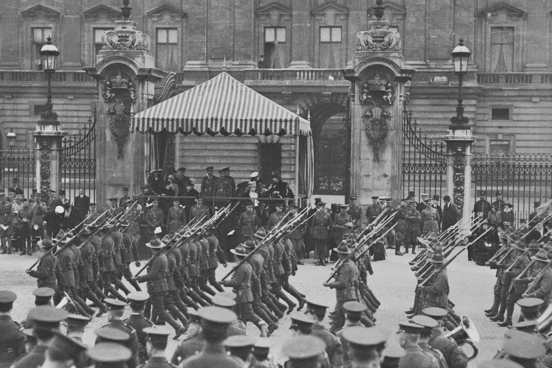 New Zealanders in a 1919 Anzac Day parade in London.