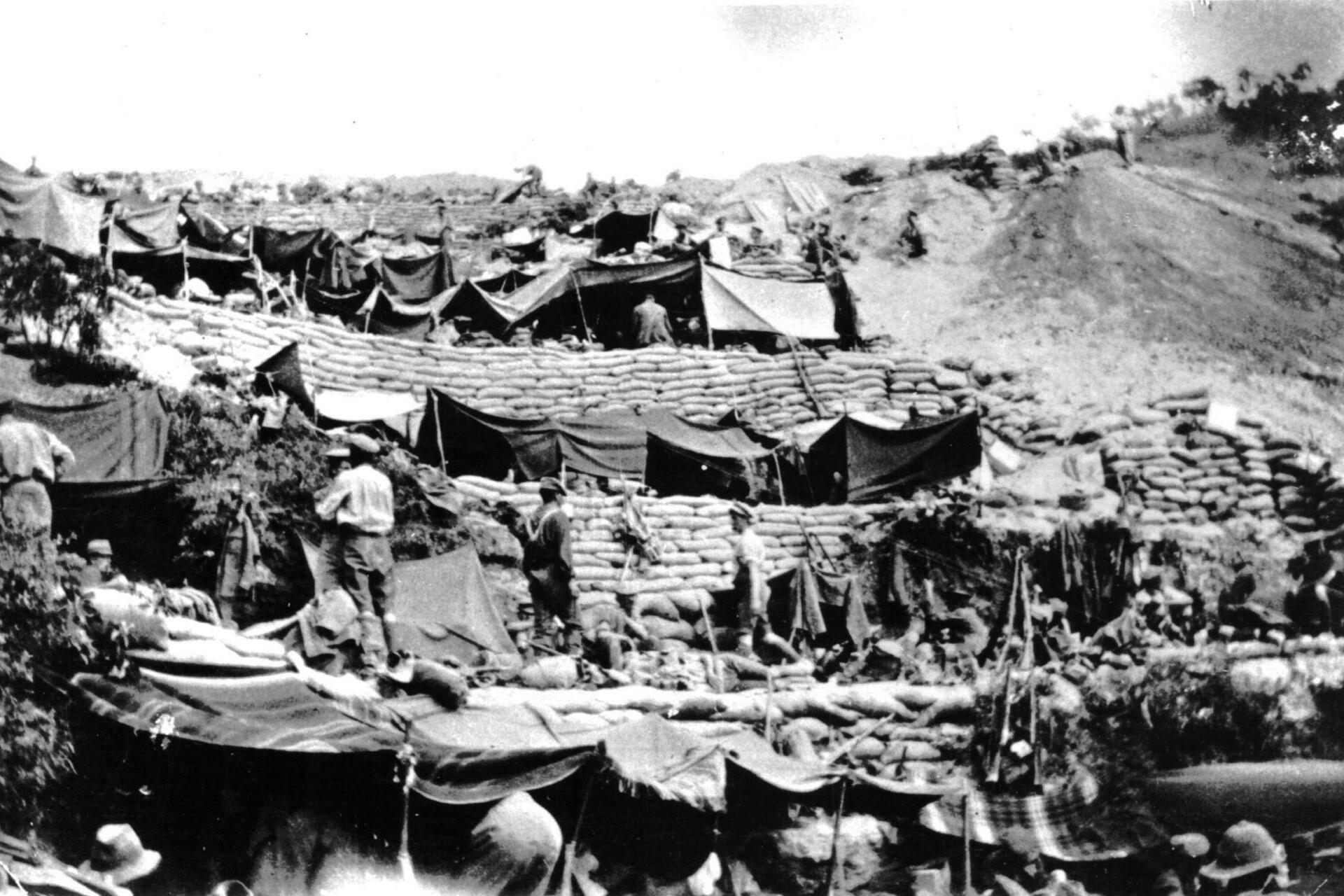 The New Zealand encampment at ANZAC Cove.