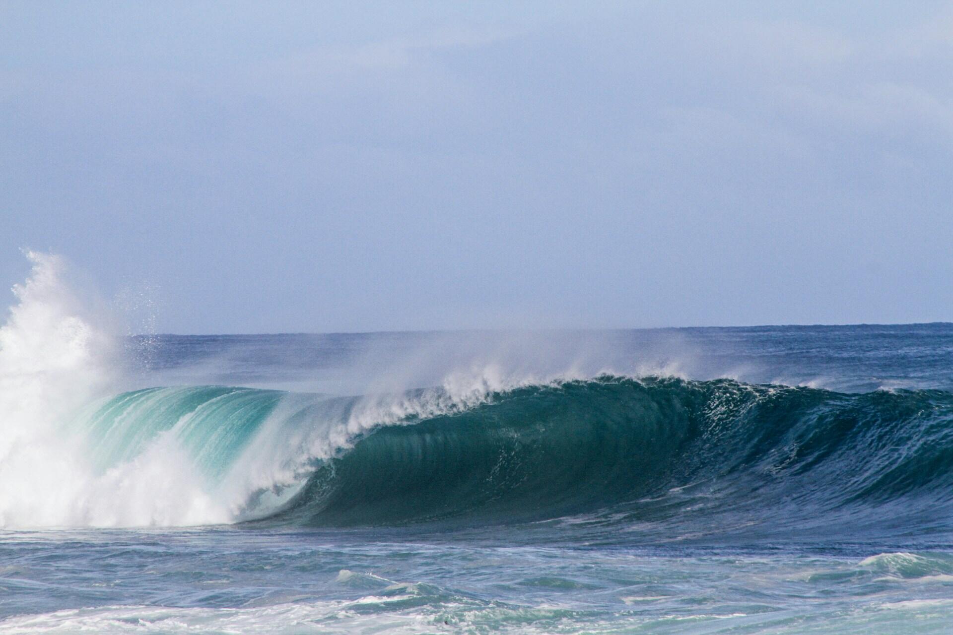 Waves crashing in the sea.
