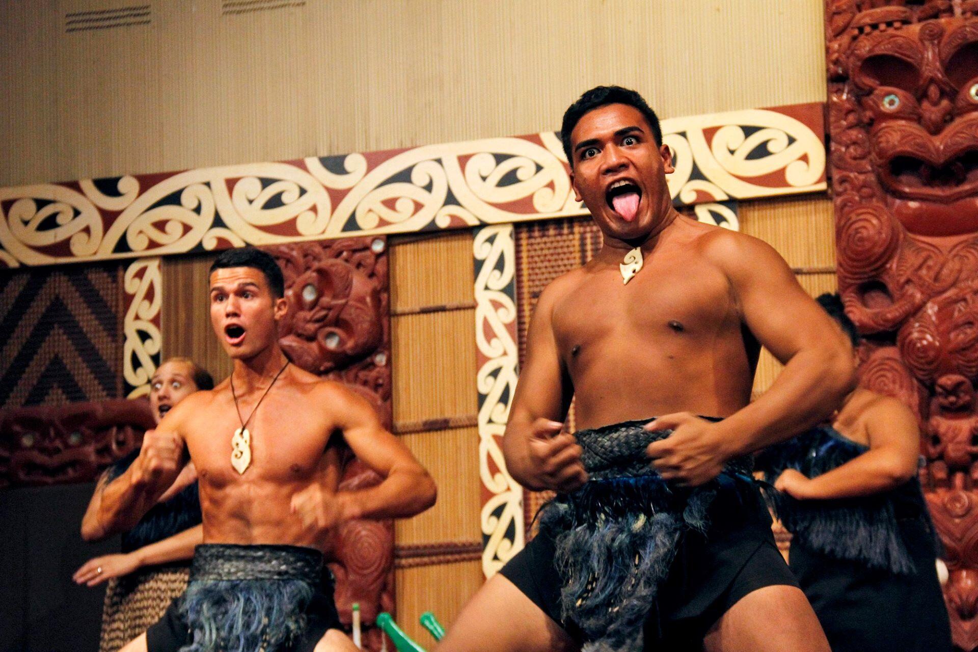 Maori folkloric dancers.