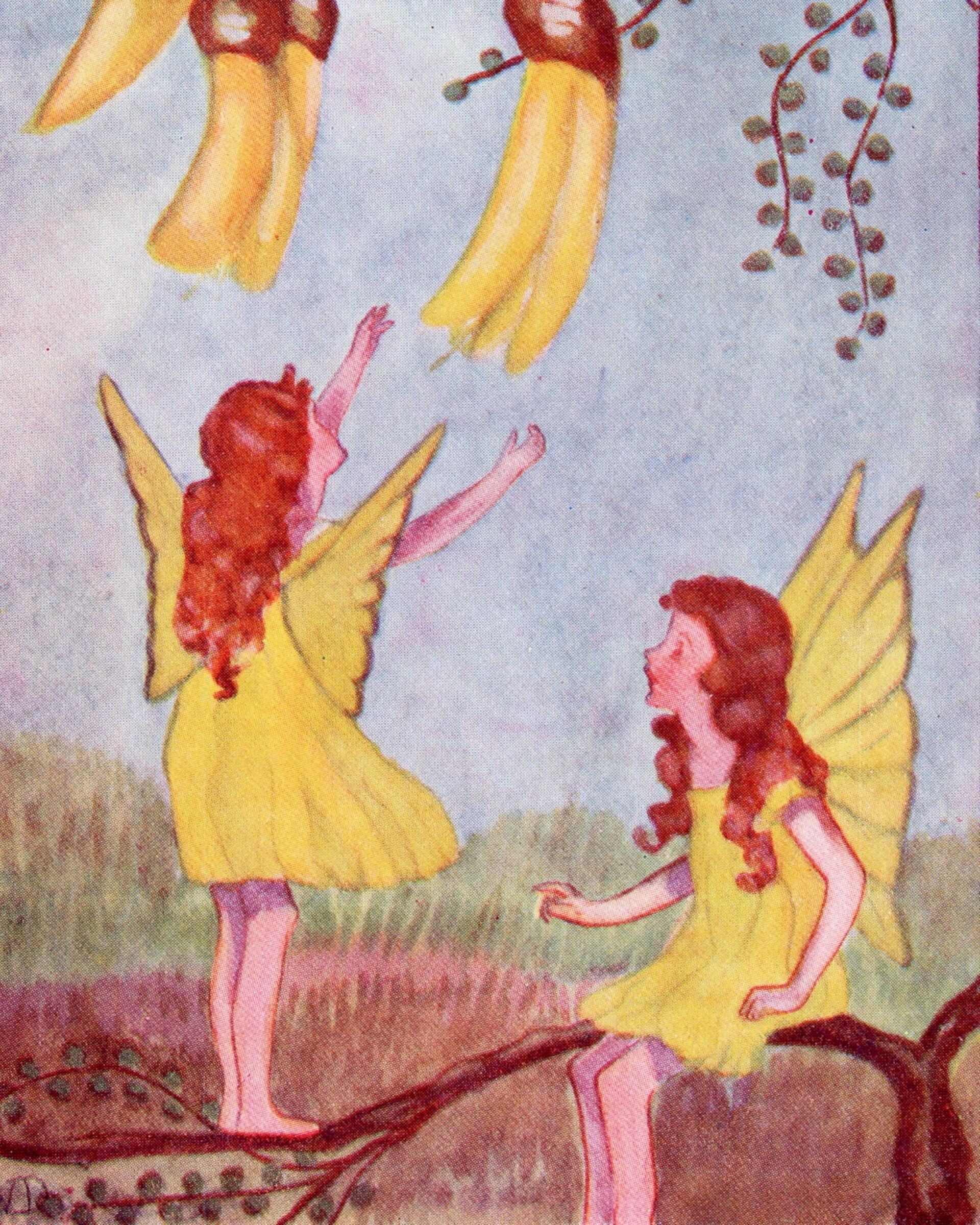 Illustration of winged, human-like figures in a forest setting, representing patupaiarehe in Māori tradition.