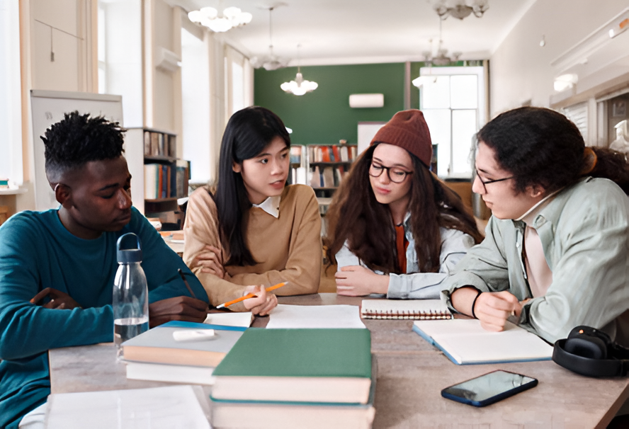 Reunión de adolescentes para estudiar