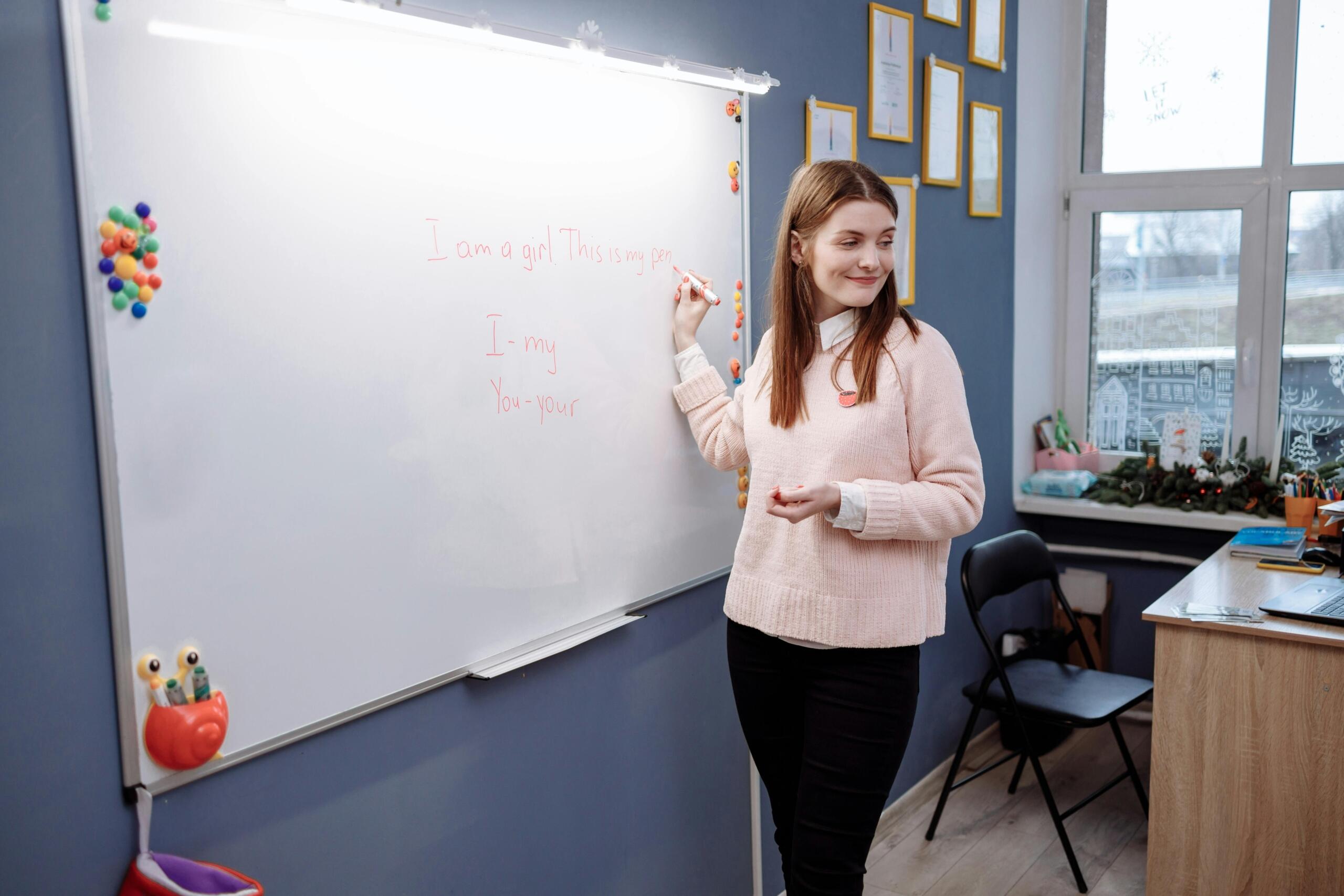 Teacher enseñando inglés