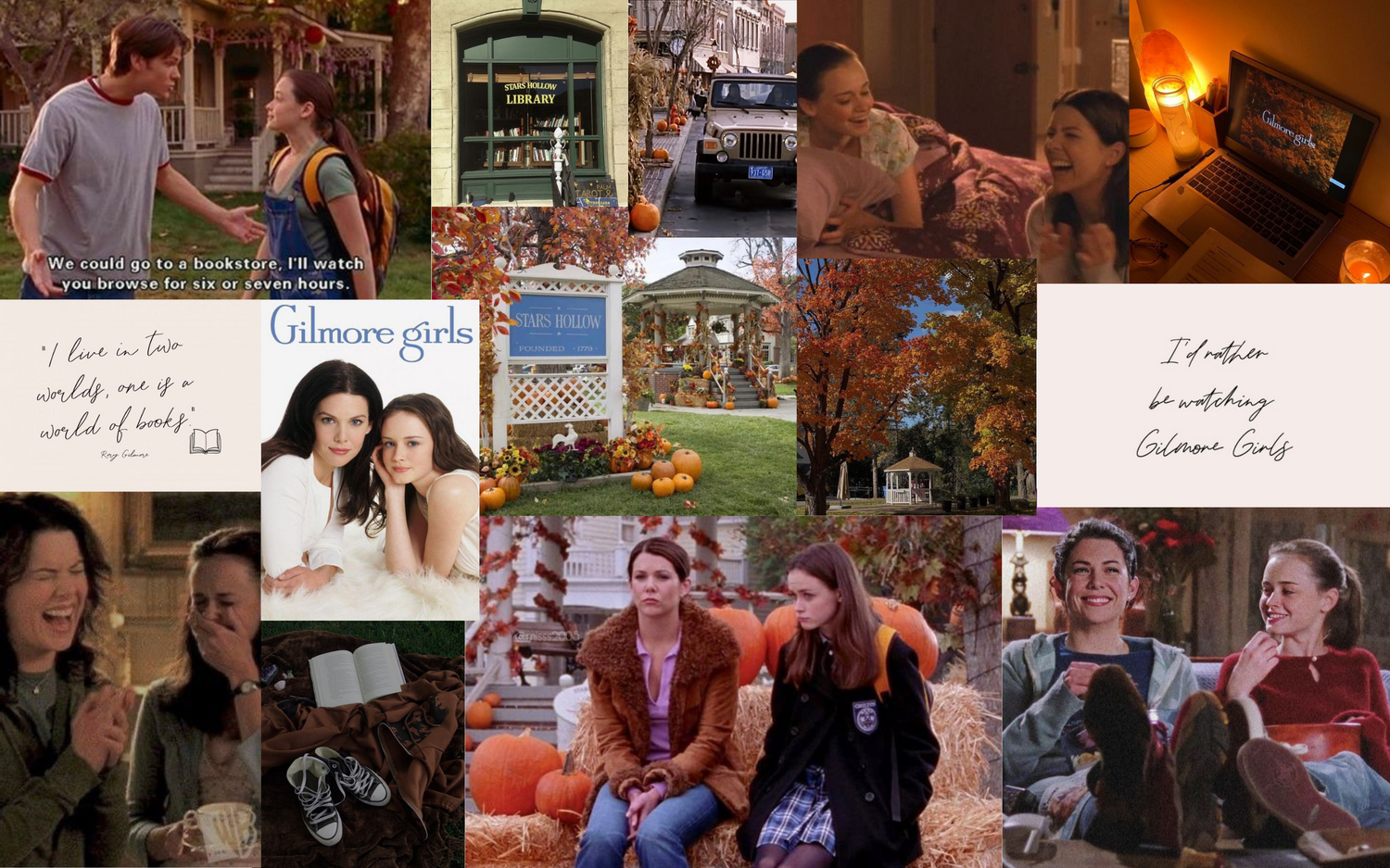 collage con diferentes escenas de las chicas Gilmore