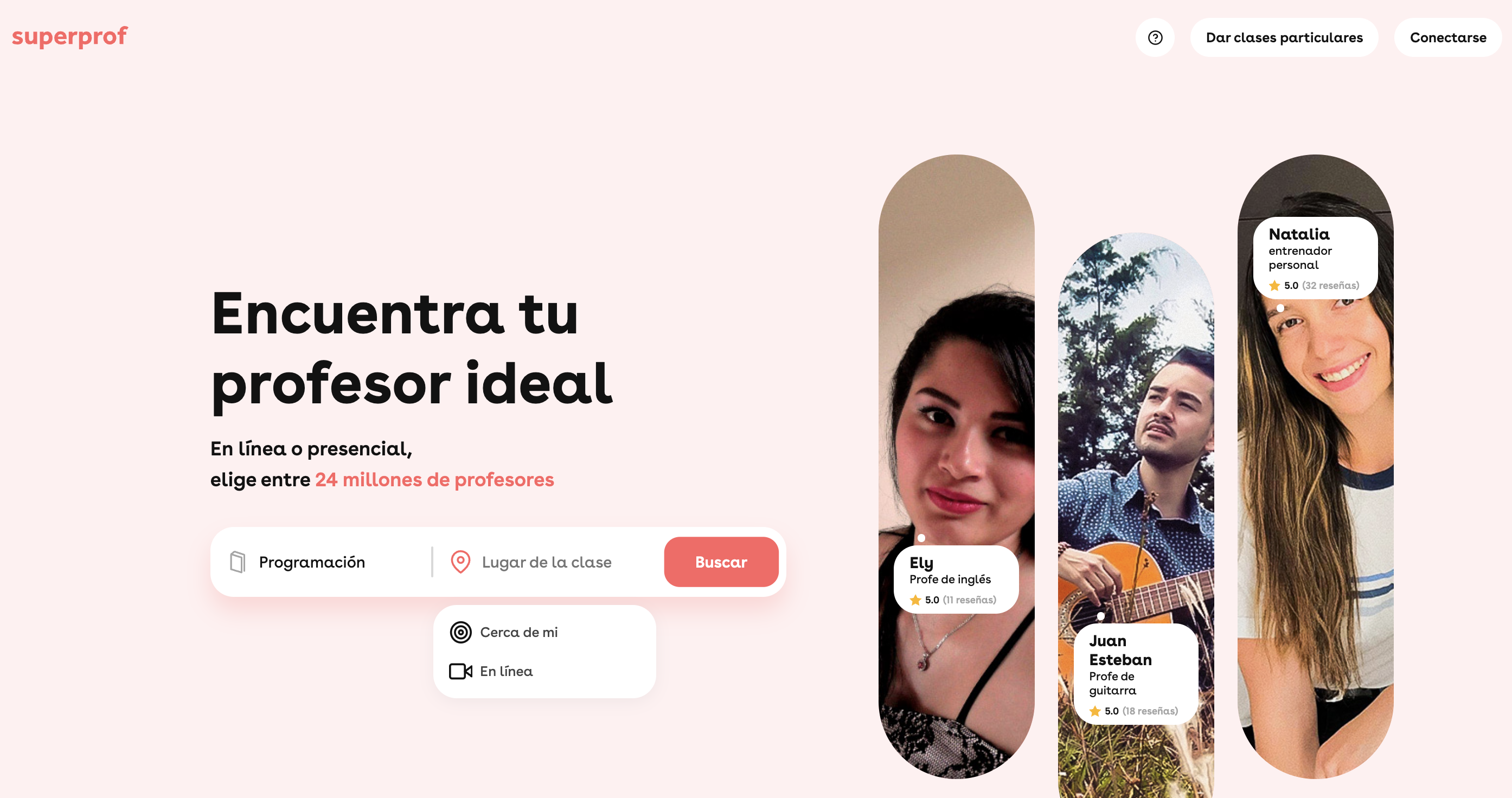 menu de inicio de plataforma superprof peru