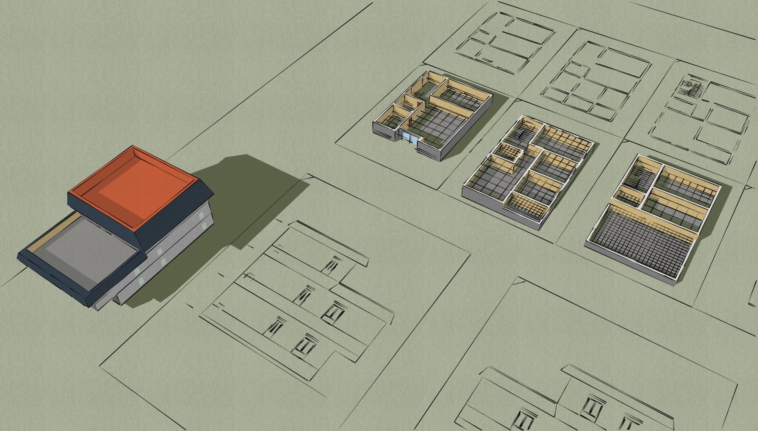 Planos y maquetas de una casa que la muestran por dentro y por fuera