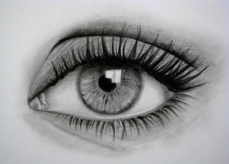 dibujo realista a lapiz de un ojo de mujer