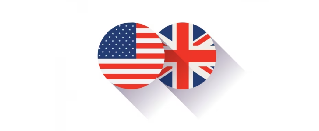 bandera de estados unidos e inglaterra en dos círculos