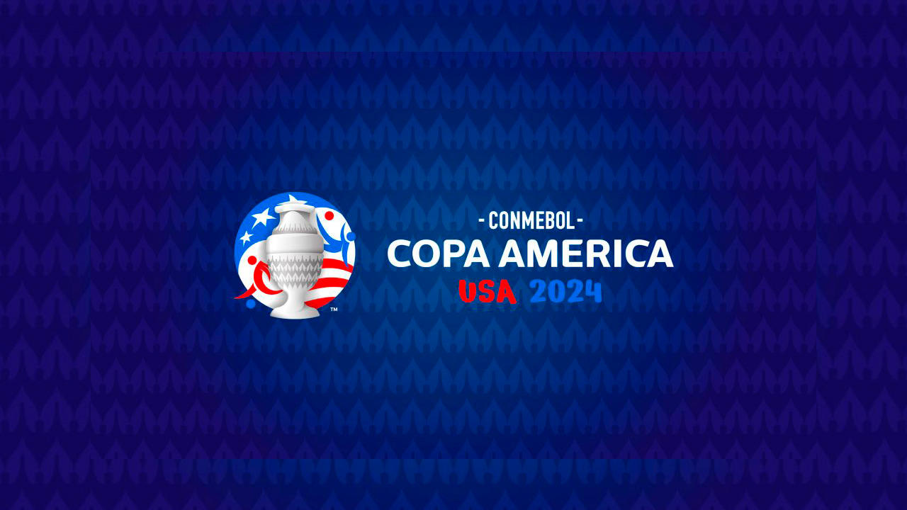 vista del logo copa america en un fondo azul