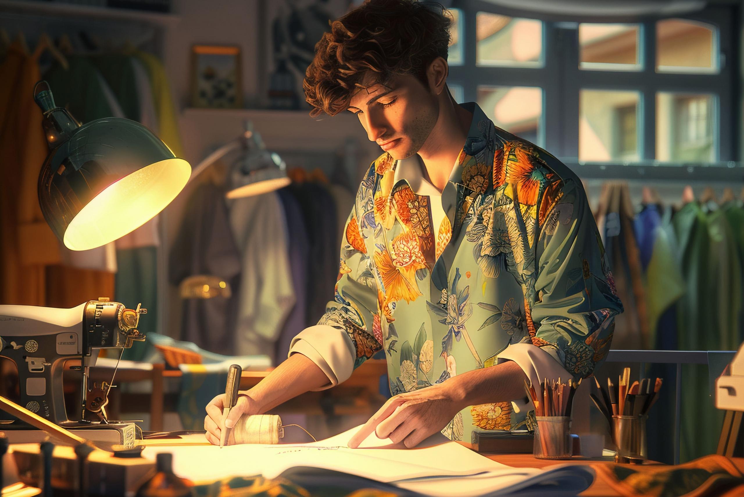 Costurero realizando diseños de costura