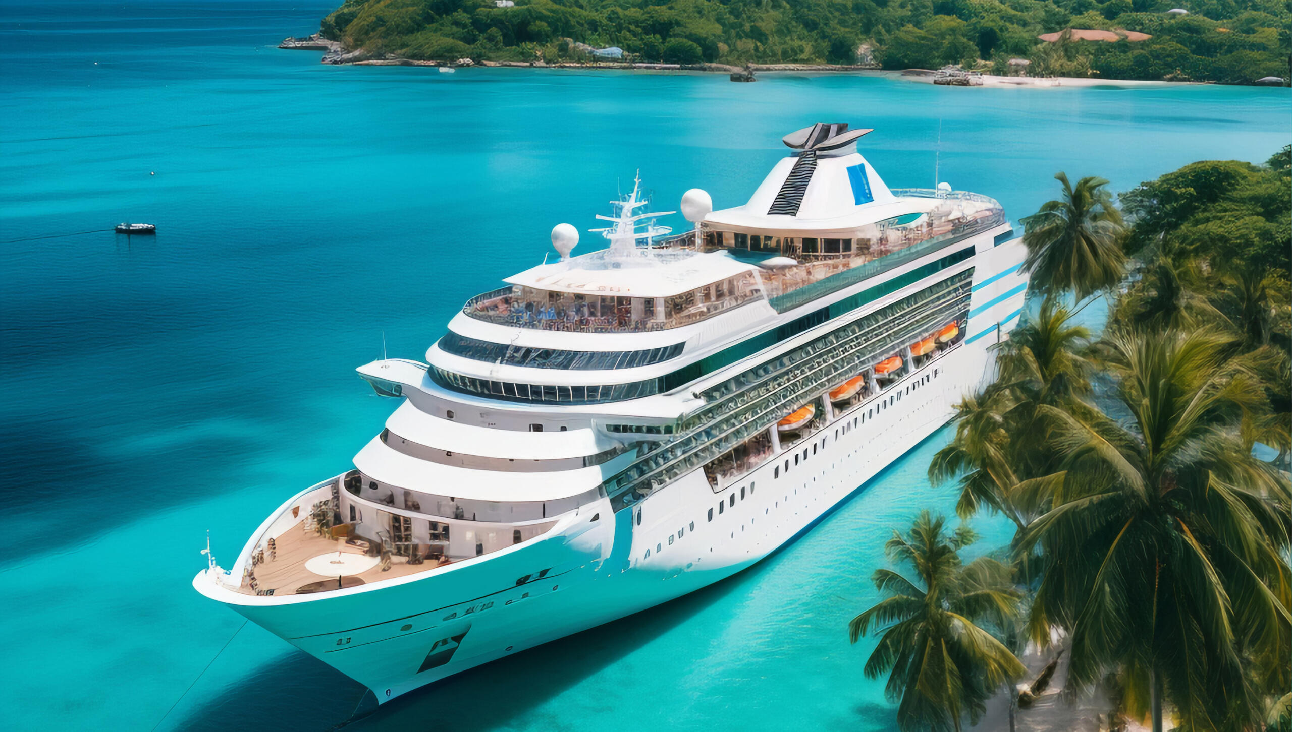 vista de un barco crucero en una playa del caribe