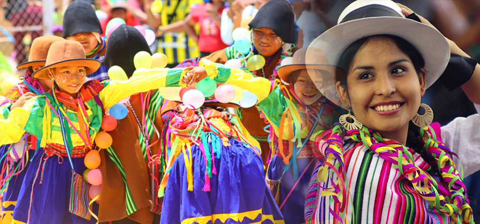 imagen de niñitos con trajes de carnaval y foto de otra chica con traje tipico