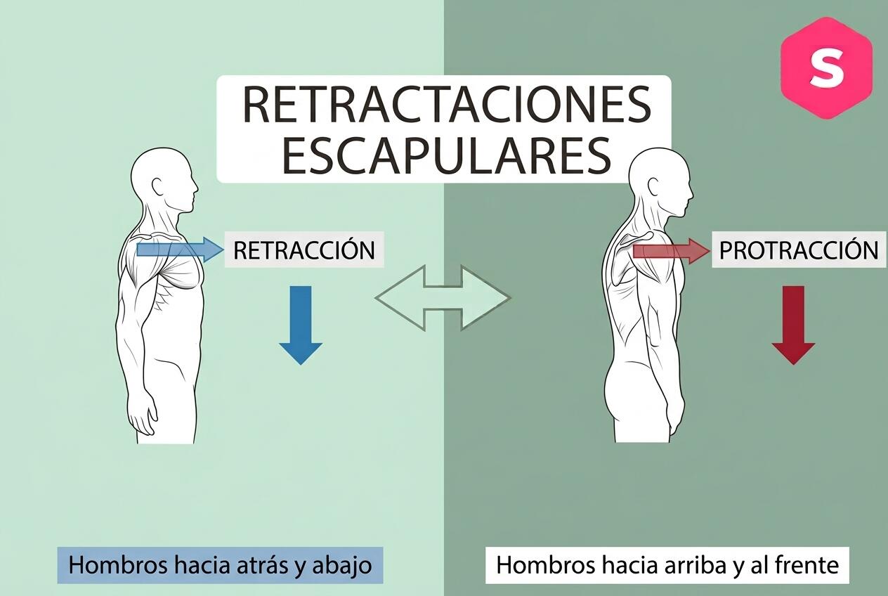 muestra de los ejercicios Retracciones Escapulares en imagenes simples con el logo de SP