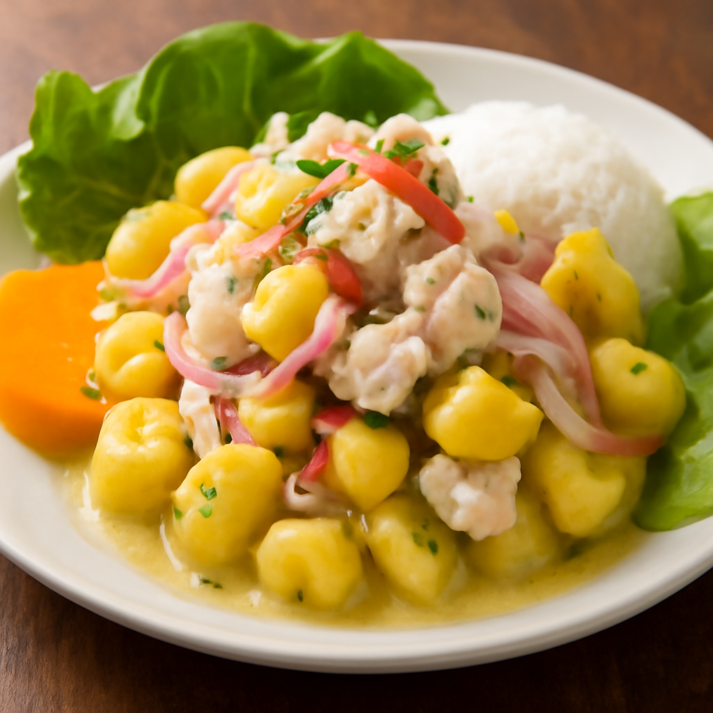 plato con ceviche de papa