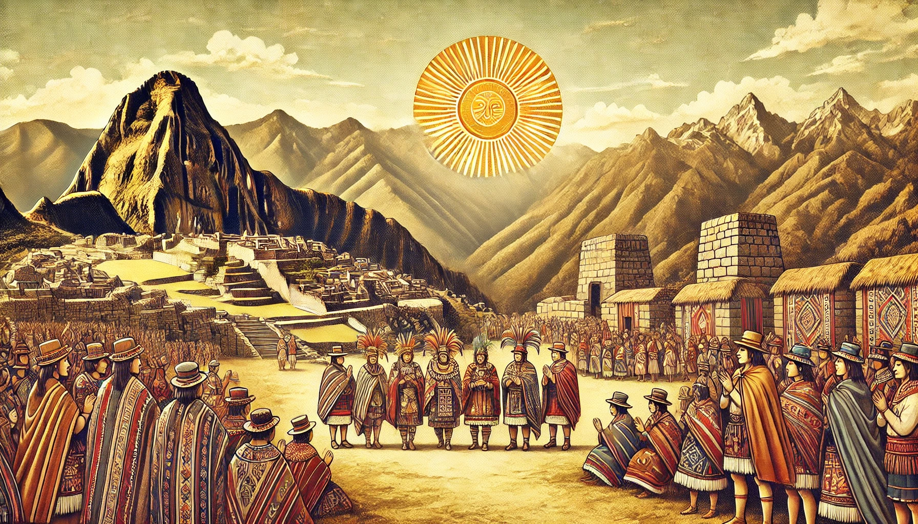 ilustración de una ceremonia inca al sol