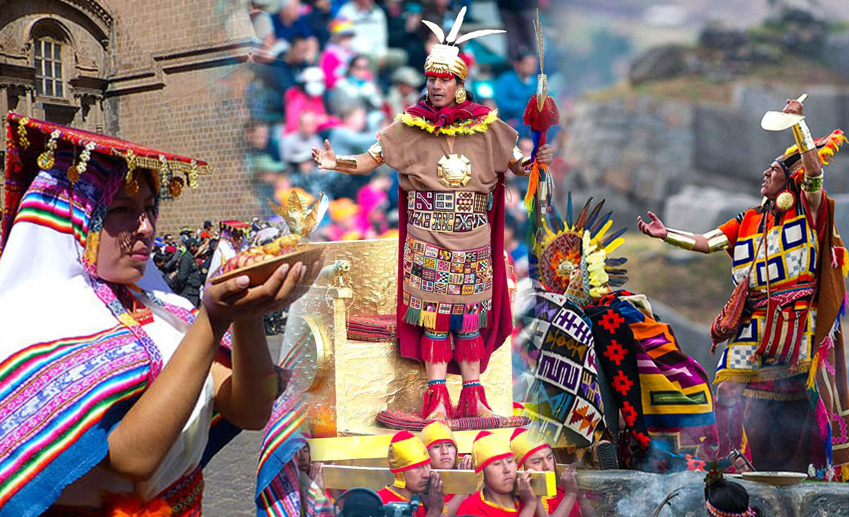 collage con tres fotos del Inti Raymi 
